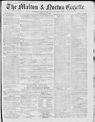 cover page of Malton Gazette published on May 10, 1856