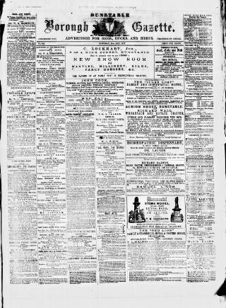 cover page of Dunstable Gazette published on May 10, 1873