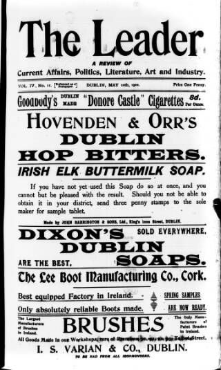 cover page of Dublin Leader published on May 10, 1902