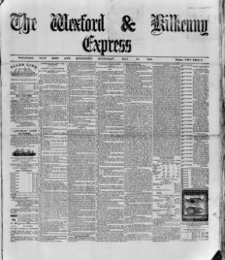 cover page of Wexford and Kilkenny Express published on May 10, 1884