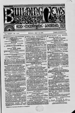 cover page of Building News published on May 10, 1878