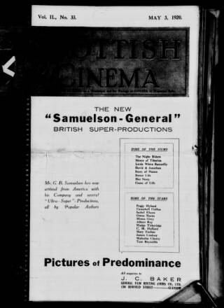 cover page of Scottish Cinema published on May 3, 1920