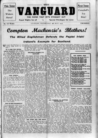 cover page of Protestant Vanguard published on May 9, 1934