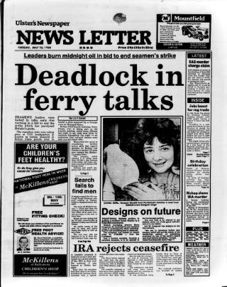 cover page of Belfast News-Letter published on May 10, 1988