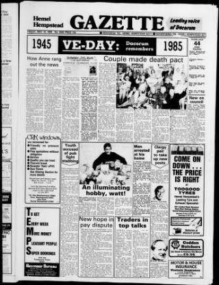 cover page of Hemel Hempstead Gazette and West Herts Advertiser published on May 10, 1985