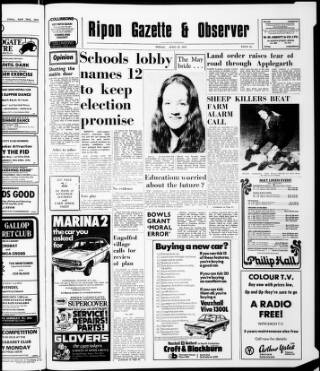 cover page of Ripon Gazette published on April 30, 1976