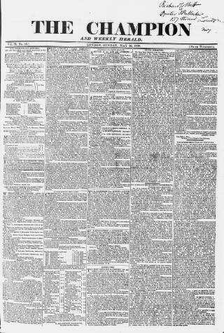 cover page of The Champion published on May 26, 1839