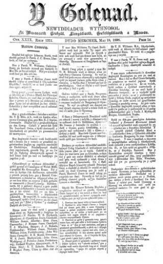 cover page of Y Goleuad published on May 18, 1898