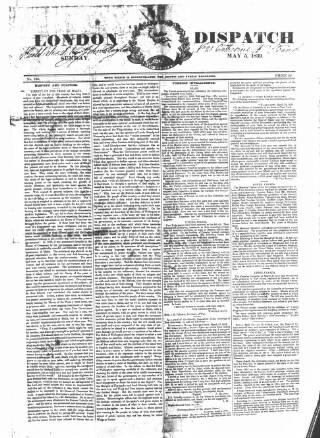 cover page of London Dispatch published on May 5, 1839