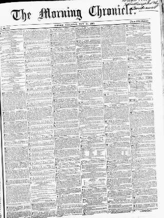 cover page of Morning Chronicle published on May 18, 1861