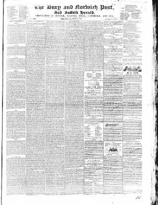 cover page of Bury and Norwich Post published on May 18, 1853