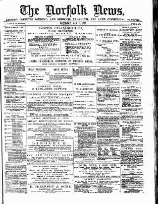 cover page of Norfolk News published on May 18, 1878
