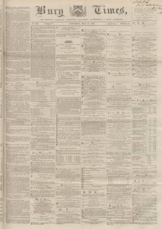 cover page of Bury Times published on May 18, 1867