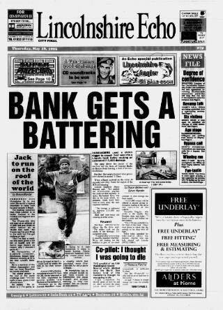 cover page of Lincolnshire Echo published on May 18, 1995