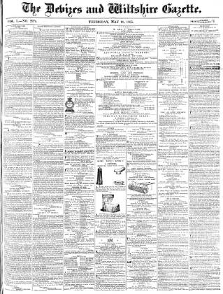 cover page of Devizes and Wiltshire Gazette published on May 18, 1865