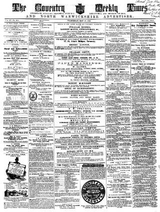 cover page of Coventry Times published on May 18, 1859