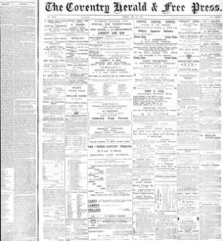 cover page of Coventry Herald published on May 18, 1883