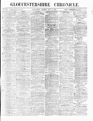 cover page of Gloucestershire Chronicle published on May 18, 1878