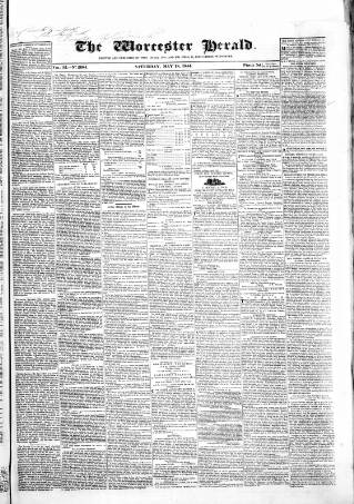 cover page of Worcester Herald published on May 18, 1844