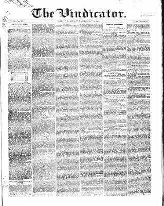 cover page of Vindicator published on May 18, 1842