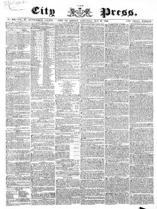 cover page of London City Press published on May 18, 1861