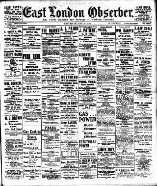 cover page of East London Observer published on May 18, 1912