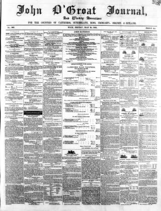 cover page of John o' Groat Journal published on May 18, 1855