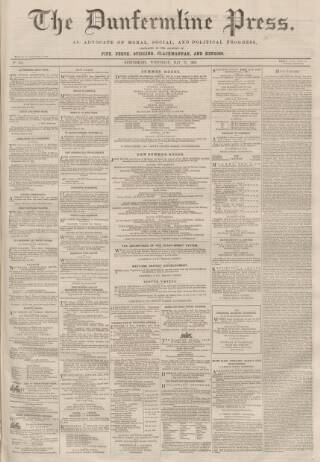 cover page of Dunfermline Press published on May 27, 1863