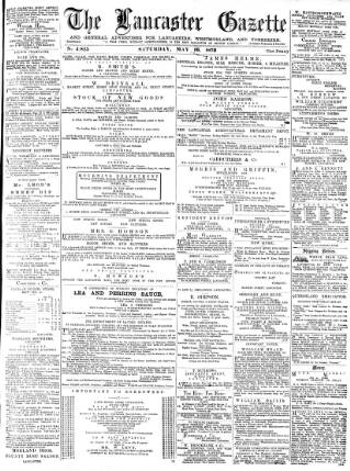 cover page of Lancaster Gazette published on May 18, 1878