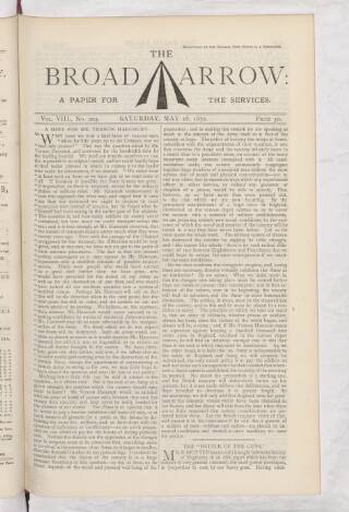 cover page of Broad Arrow published on May 18, 1872