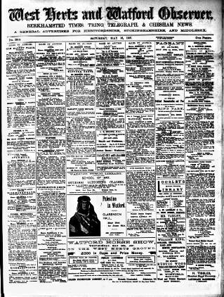 cover page of Watford Observer published on May 18, 1907
