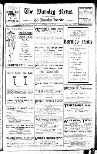 cover page of Burnley News published on May 18, 1921