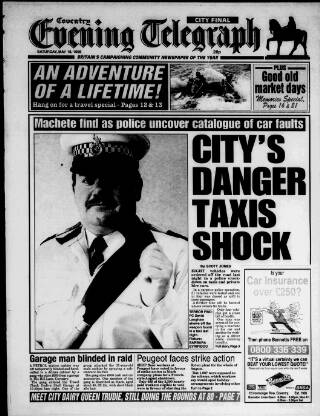 cover page of Coventry Evening Telegraph published on May 18, 1996