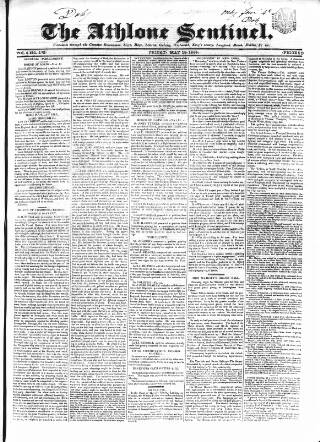 cover page of Athlone Sentinel published on May 18, 1838