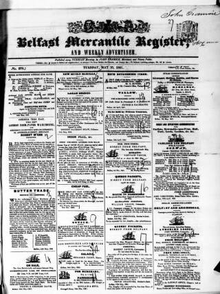 cover page of Belfast Mercantile Register and Weekly Advertiser published on May 18, 1841
