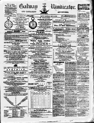cover page of Galway Vindicator, and Connaught Advertiser published on May 18, 1878