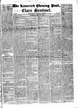 cover page of Limerick Evening Post published on May 18, 1830