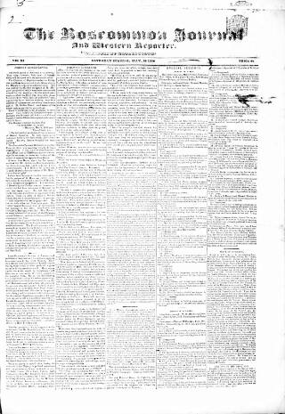 cover page of Roscommon Journal, and Western Impartial Reporter published on May 18, 1839
