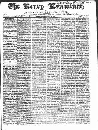 cover page of Kerry Examiner and Munster General Observer published on May 18, 1841