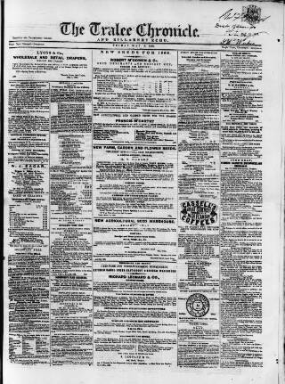 cover page of Tralee Chronicle published on May 18, 1866