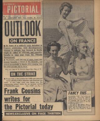 cover page of Sunday Mirror published on May 18, 1958