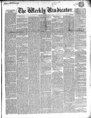 cover page of Weekly Vindicator published on May 18, 1850