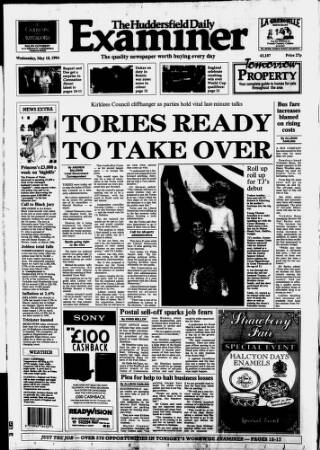cover page of Huddersfield Daily Examiner published on May 18, 1994