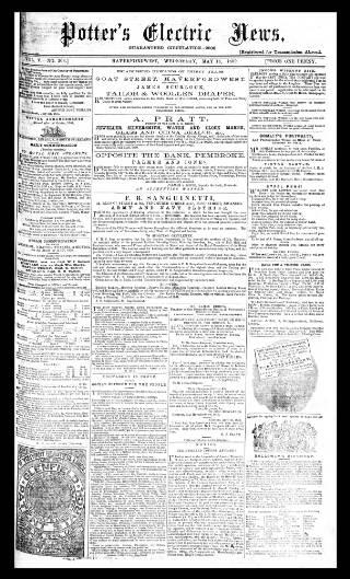 cover page of Potter's Electric News published on May 18, 1859