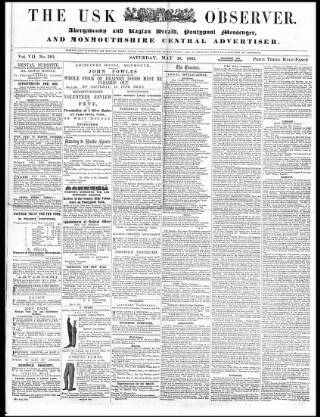 cover page of Usk Observer published on May 18, 1861