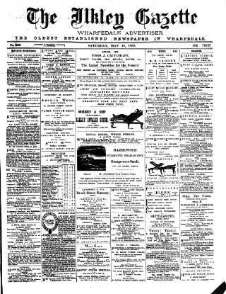 cover page of Ilkley Gazette and Wharfedale Advertiser published on May 18, 1889
