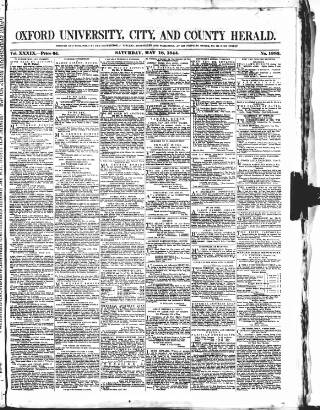 cover page of Oxford University and City Herald published on May 18, 1844