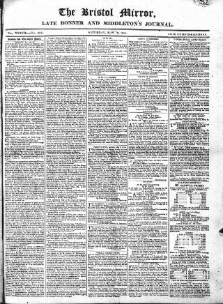 cover page of Bristol Mirror published on May 18, 1811