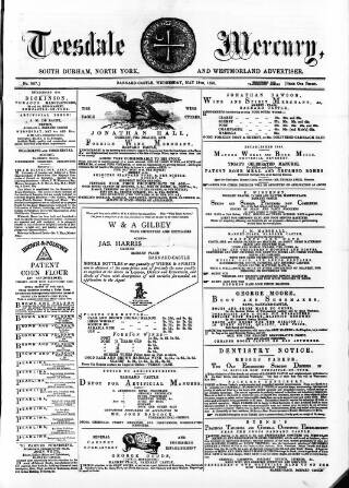 cover page of Teesdale Mercury published on May 18, 1870