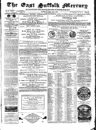cover page of East Suffolk Mercury and Lowestoft Weekly News published on May 28, 1859